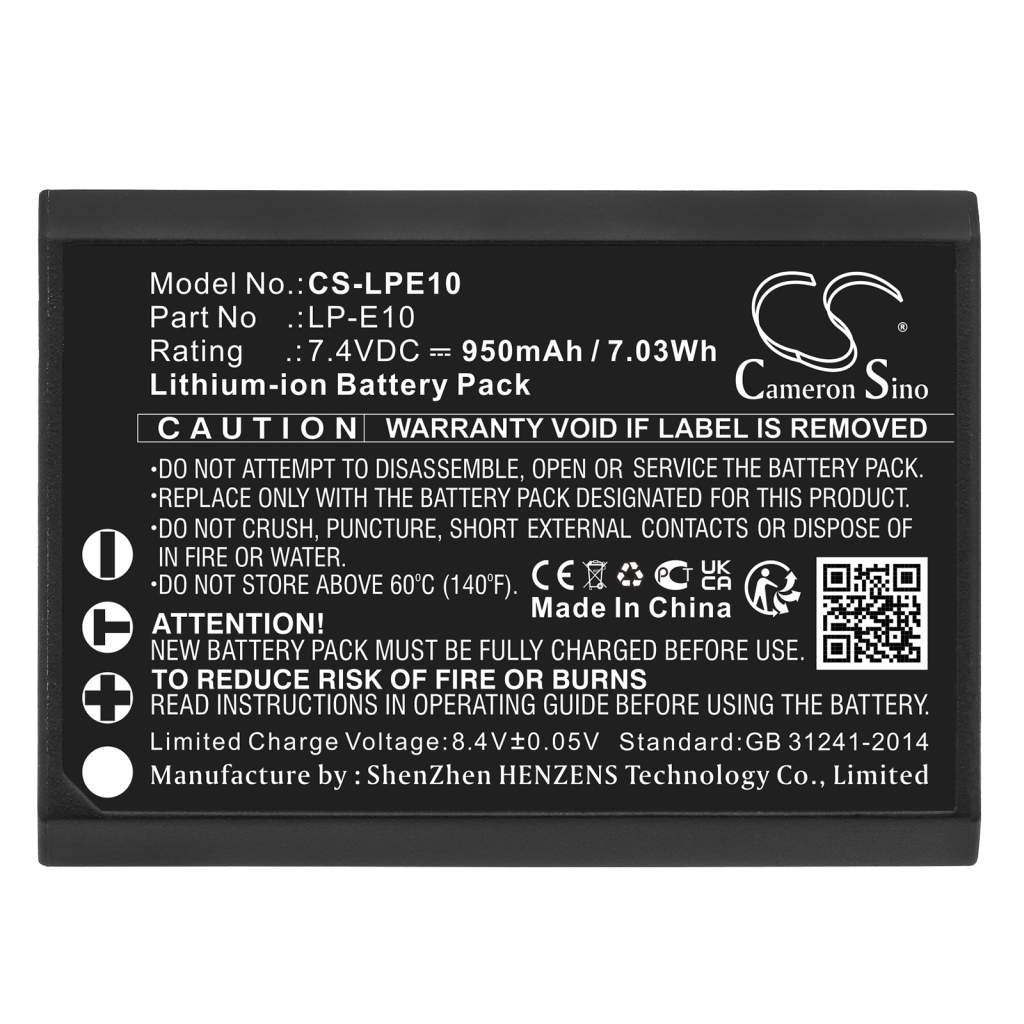 Compatible battery replacement for Canon  LP-E10