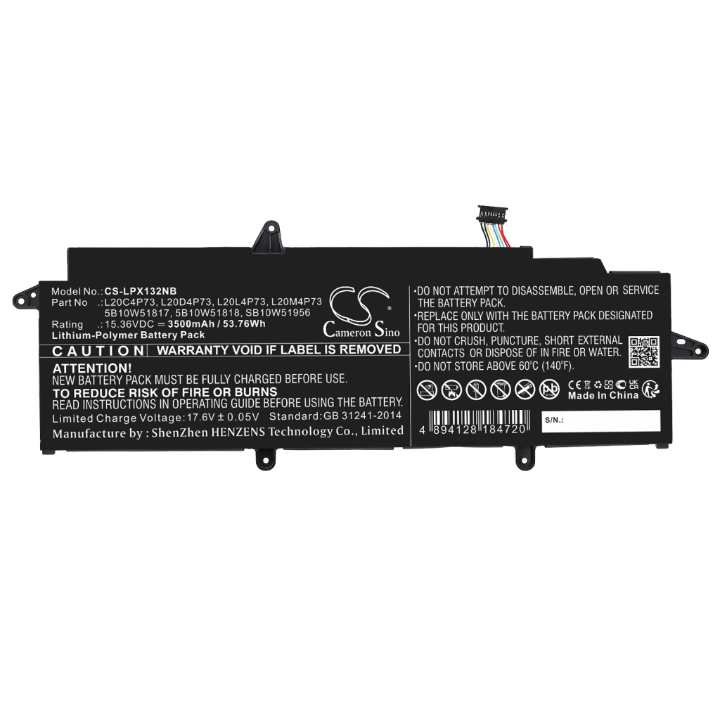 Compatible battery replacement for LENOVO  SB10W51921, L20C4P73, 5B10W51820, L20M4P73, 5B10W51859...