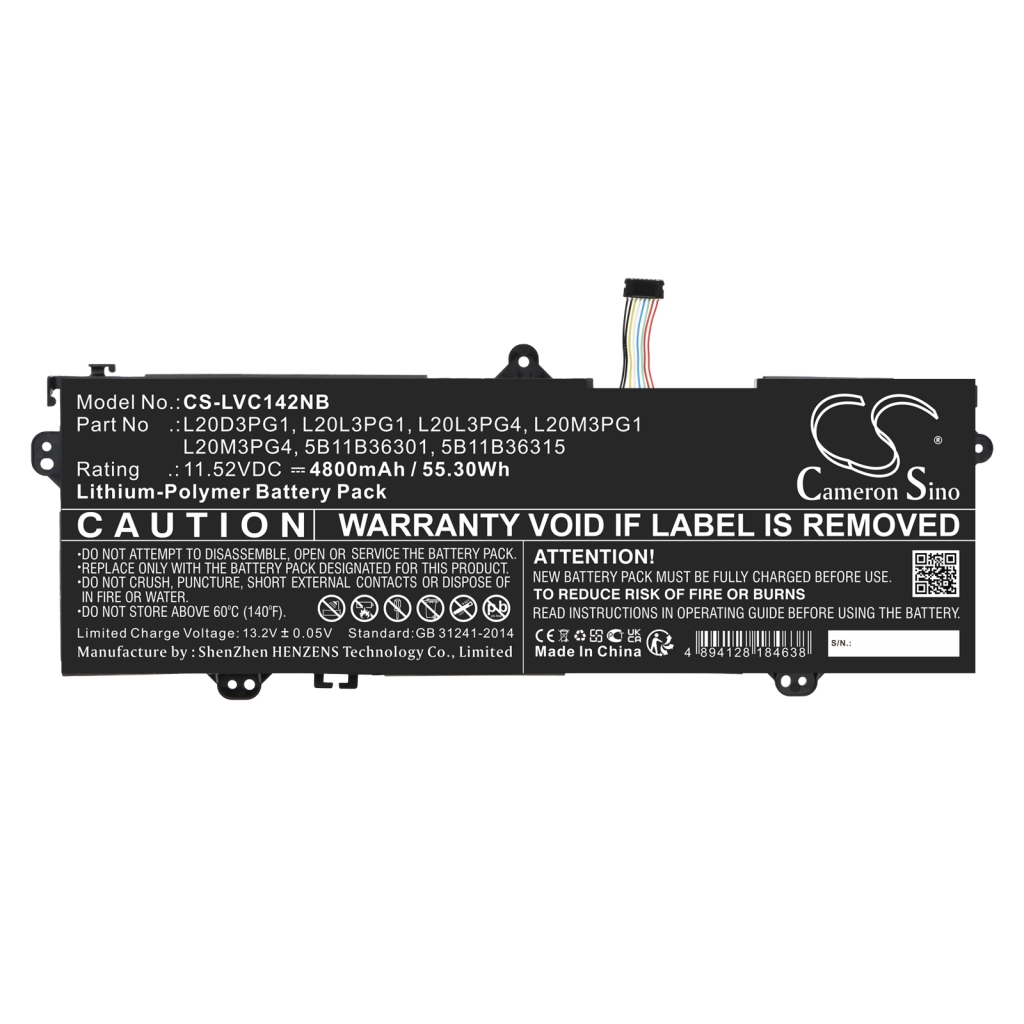 Compatible battery replacement for LENOVO  5B11B36315, SB11B36303, L20D3PG1, 5B11B36301, L20M3PG4...