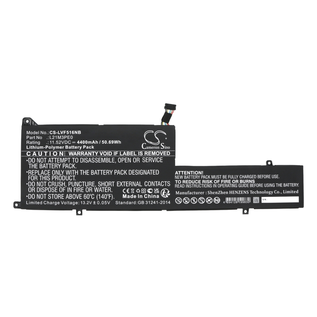 Compatible battery replacement for LENOVO  5B11F38038, L21C3PE0, 5B11F38035, L21B3PE0, L21M3PE0...