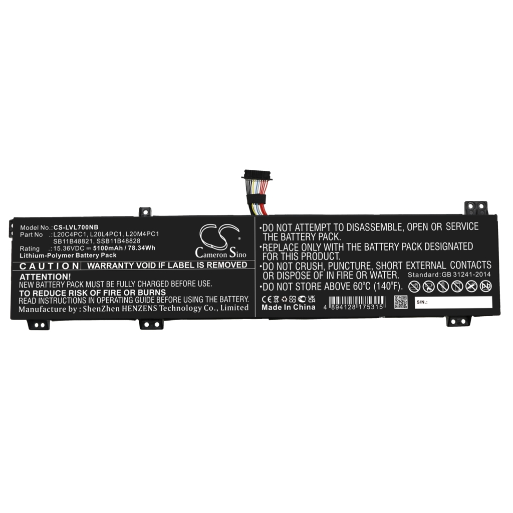 Compatible battery replacement for LENOVO  SSB11B48821, L20M4PC1, L20L4PC1, L20C4PC1, SSB11B48828