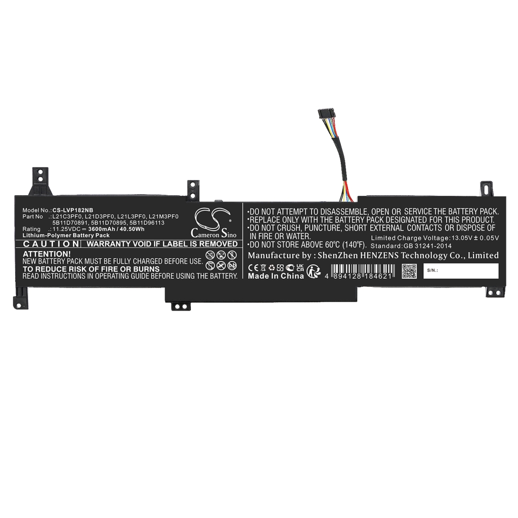 Compatible battery replacement for LENOVO  L21L3PF0, 5B11D70896, SB11D96114, L21D3PF0, 5B11D70895...