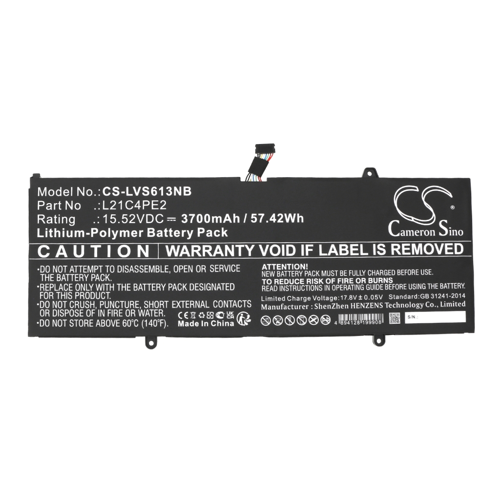 Compatible battery replacement for LENOVO  L21D4PE2, L21C4PE2, L21M4PE2, L21L4PE2