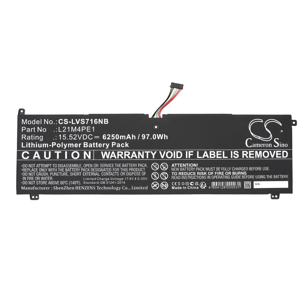 Compatible battery replacement for LENOVO  L21B4PE1, 5B11F29420, 5B11F29413, L21M4PE1, L21C4PE1