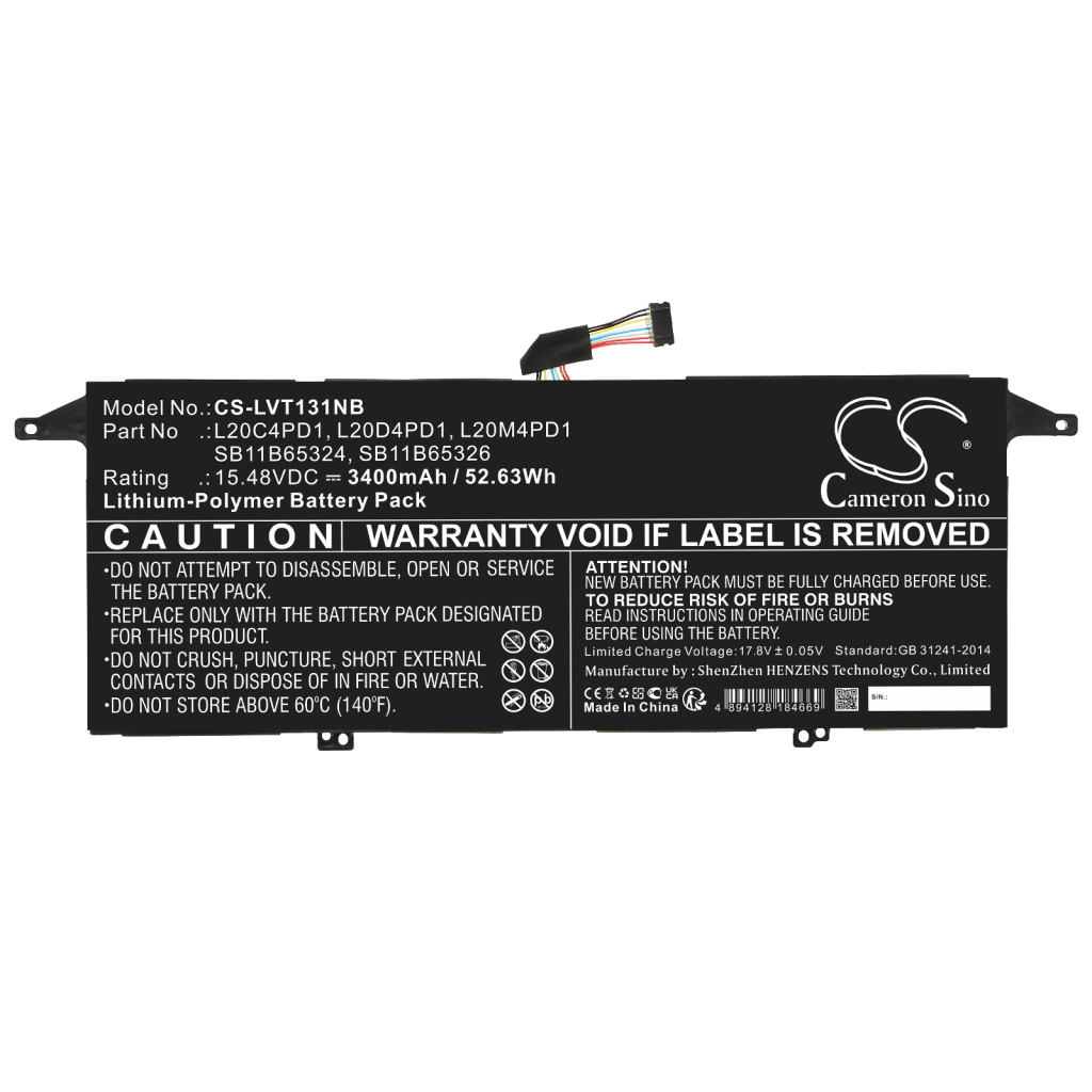 Compatible battery replacement for LENOVO  L20M4PD1, L20D4PD1, L20C4PD1, SB11B65326, SB11B65324