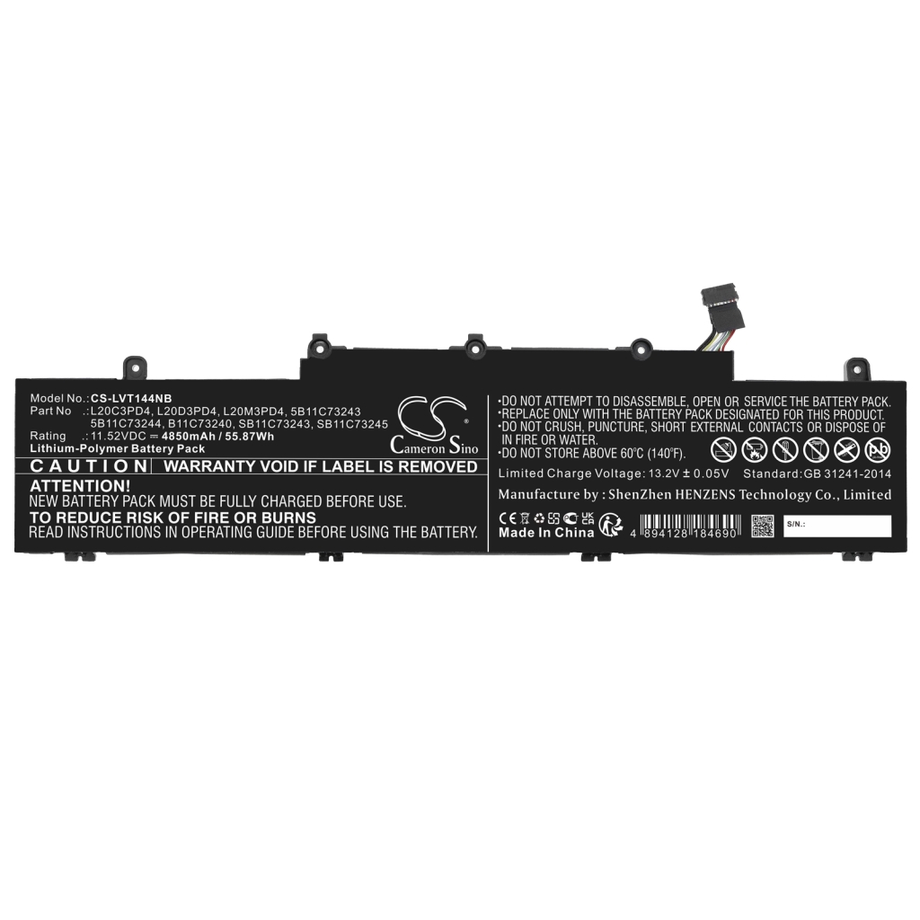 Compatible battery replacement for LENOVO  L20C3PD4, SB11C73245, B11C73240, SB11C73243, 5B11C73244...