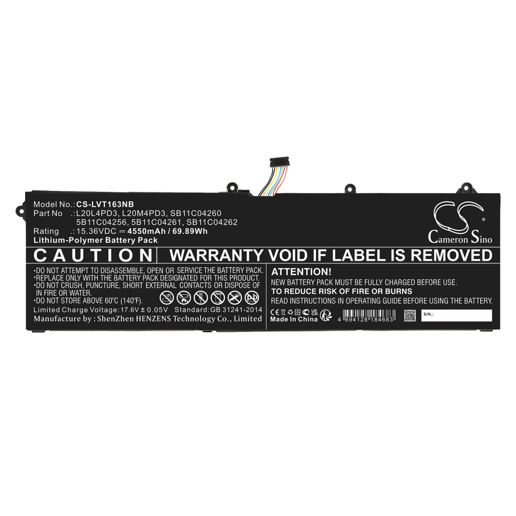 Compatible battery replacement for LENOVO  SB11C04260, L20M4PD3, L20L4PD3, 5B11C04261, SB11C04262...