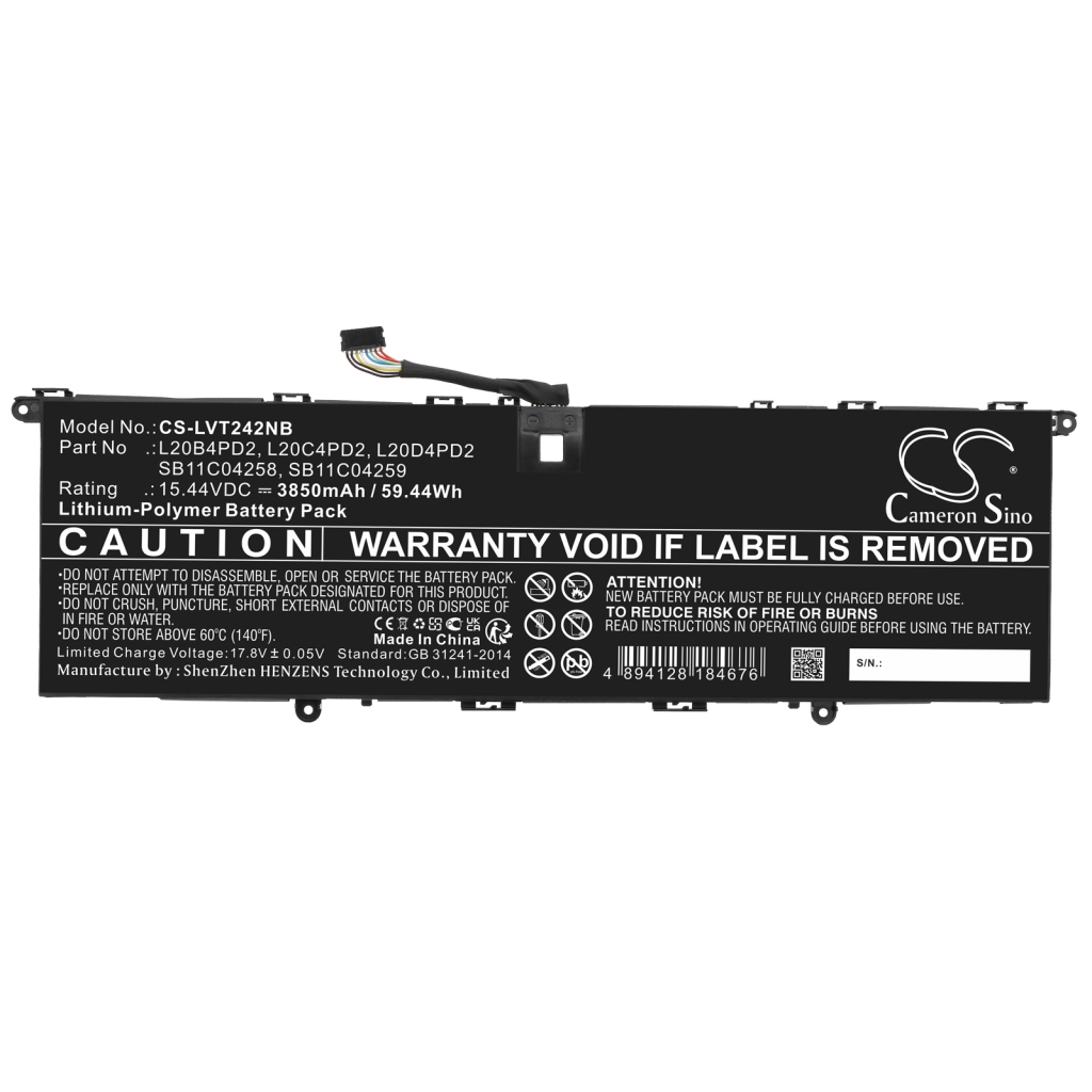 Compatible battery replacement for LENOVO  L20C4PD2, L20B4PD2, SB11C04259, SB11C04258, L20D4PD2