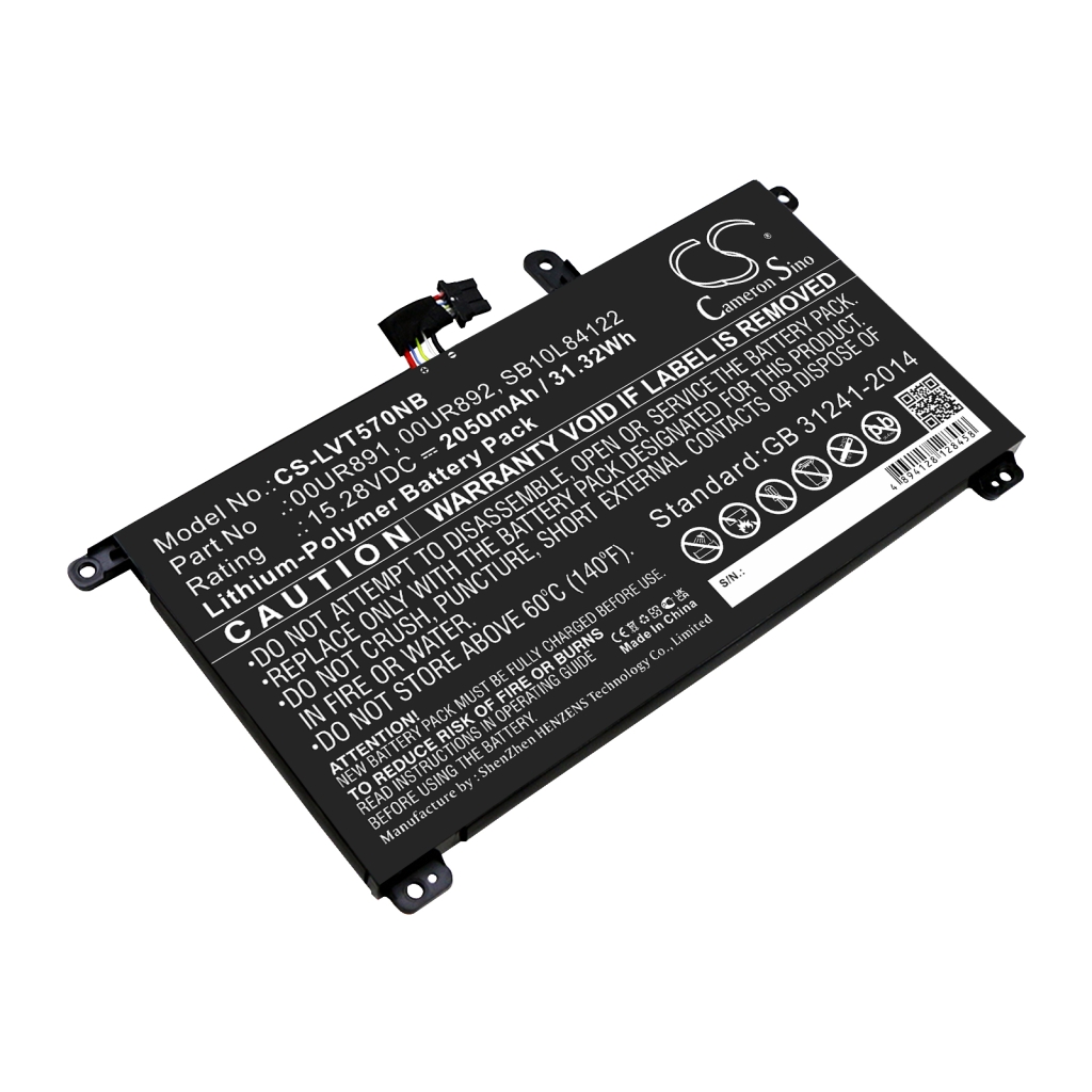 Compatible battery replacement for LENOVO  00UR890, SB10L84121, 01AV493, 00UR892, SB10L84123...