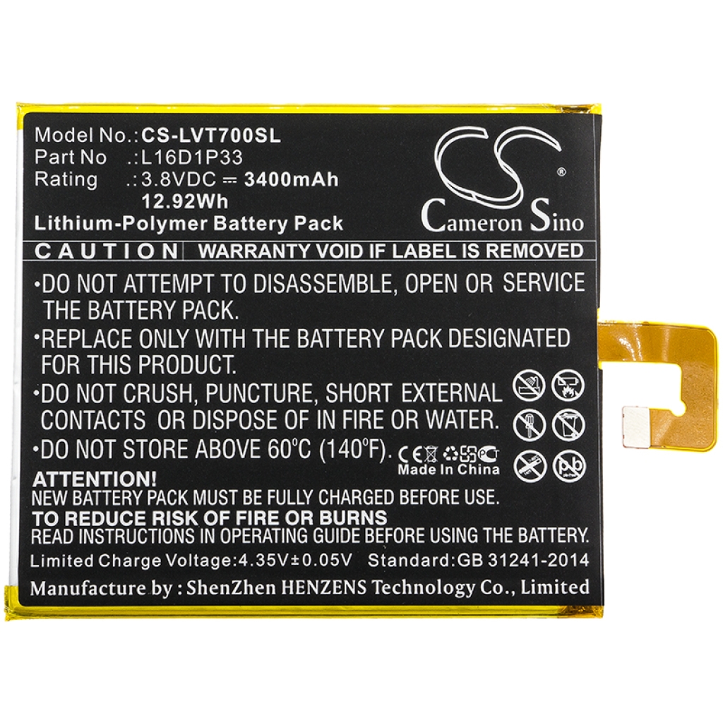 Compatible battery replacement for LENOVO  L16D1P33