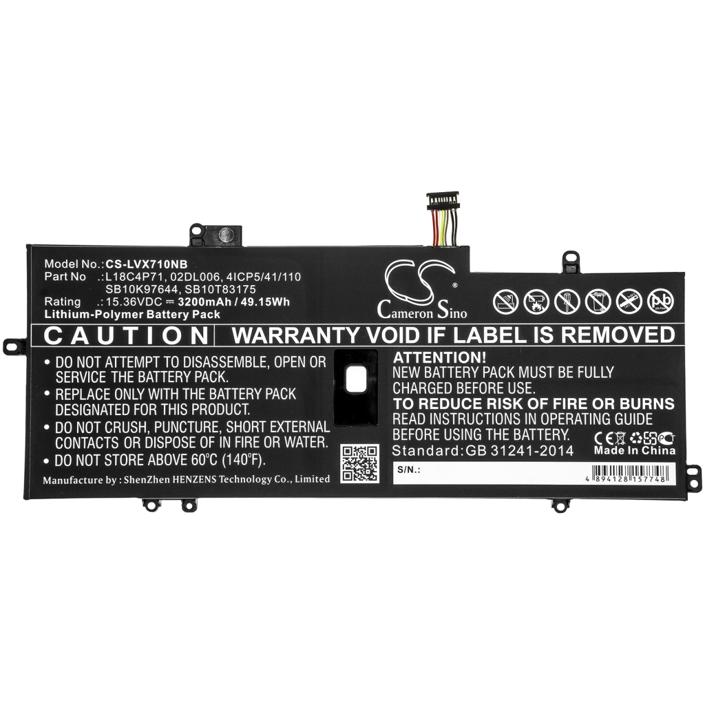 Compatible battery replacement for LENOVO  SB10K97643, 02DL006, SB10K97642, 02DL005L18L4P71, L18C4P71...