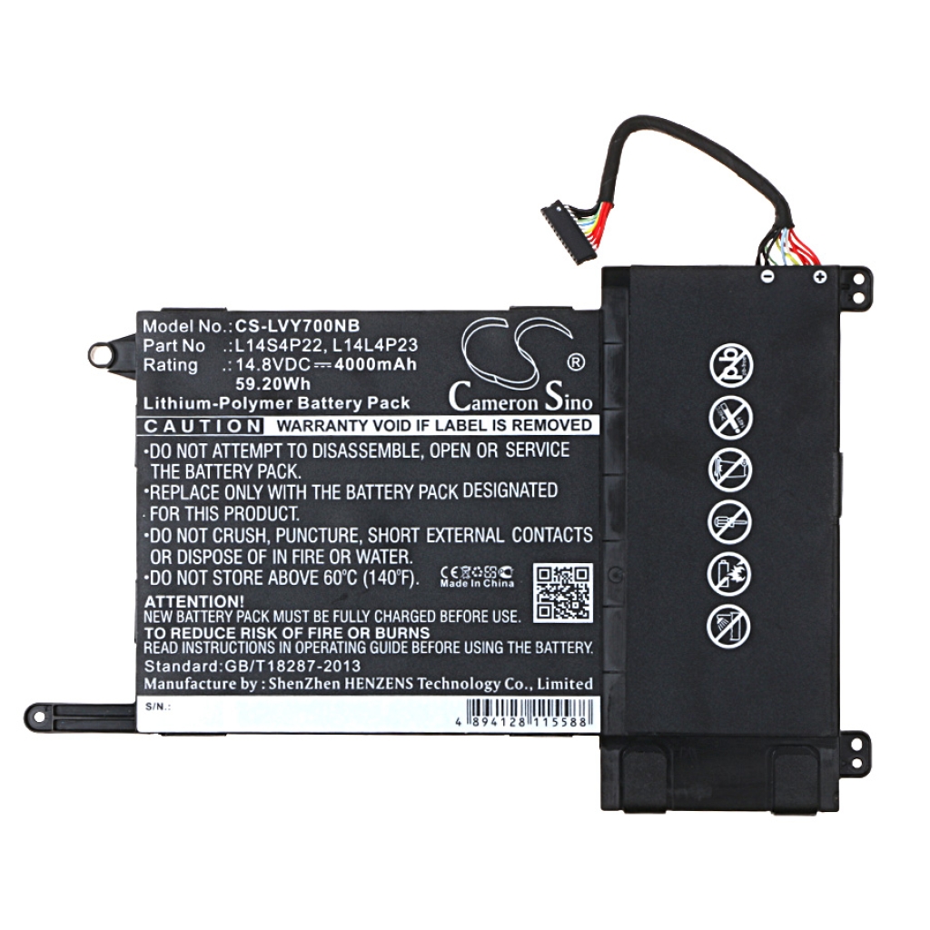 Compatible battery replacement for LENOVO  5B10H22084, L14S4P22, L14M4P23, L14L4P23, 5B10H22085