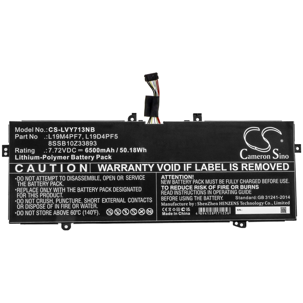 Compatible battery replacement for LENOVO  L19M4PF7, L19D4PF5, 8SSB10Z33893