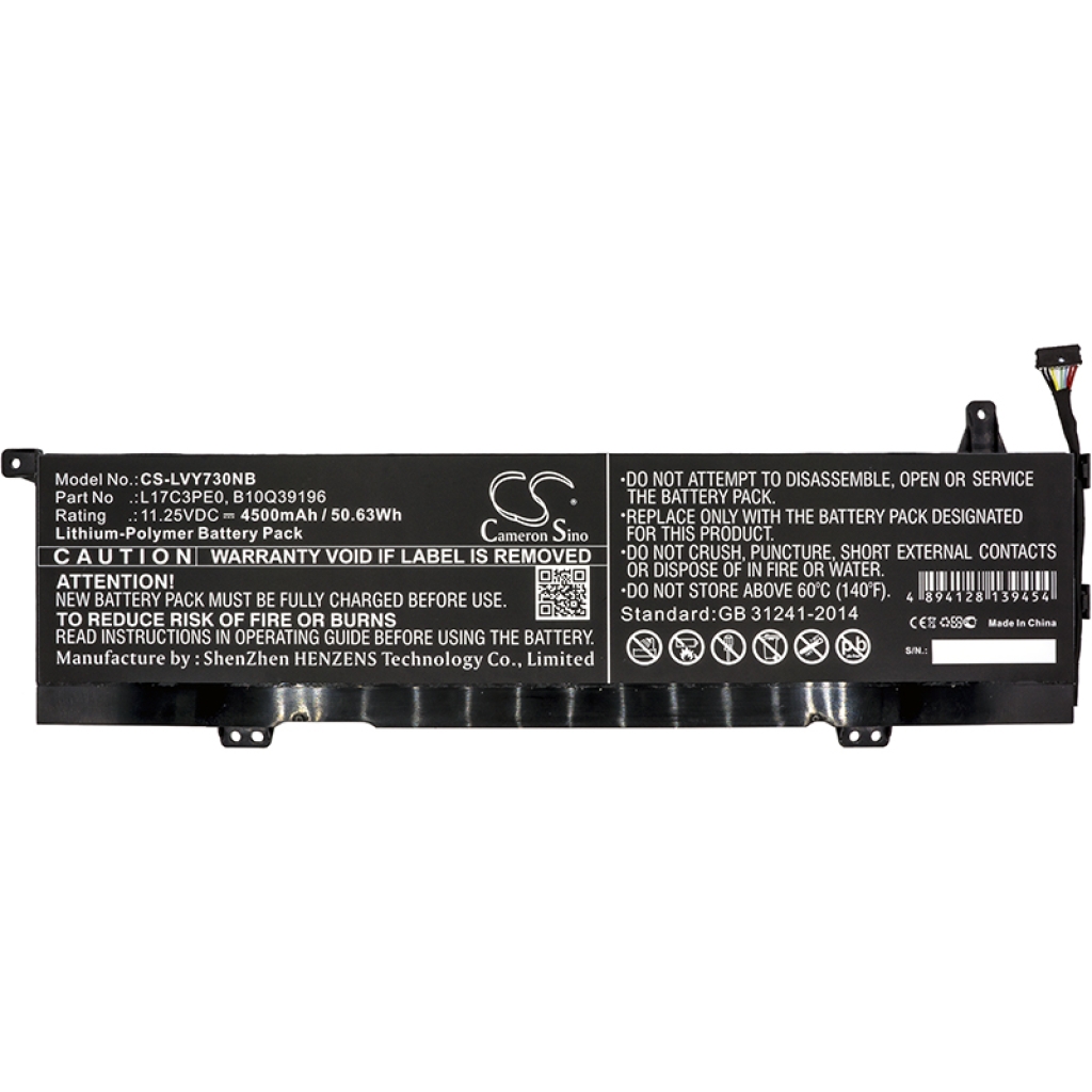 Compatible battery replacement for LENOVO  L17C3PE0, 5B10Q39196