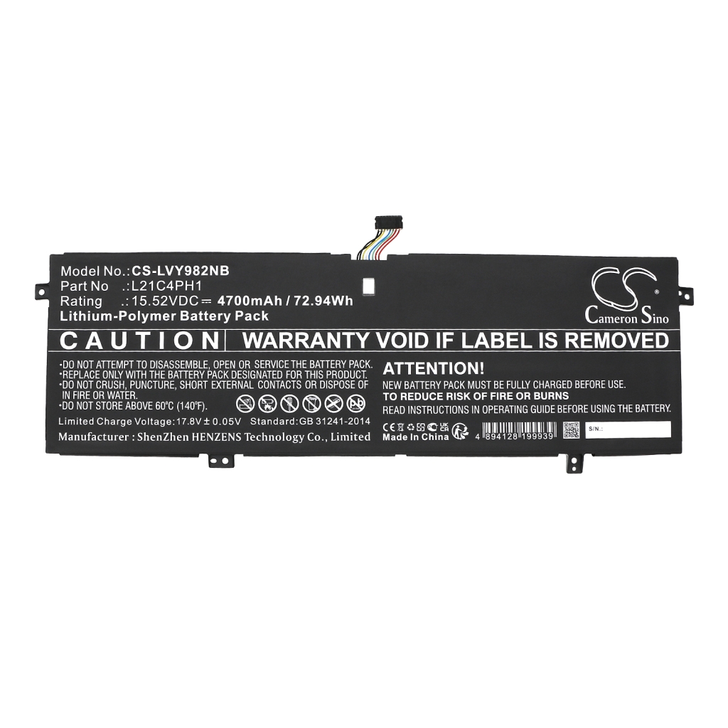 Compatible battery replacement for LENOVO  L21D4PH1, 5B11F35903, L21C4PH1, SB11F35904, L21B4PH1...