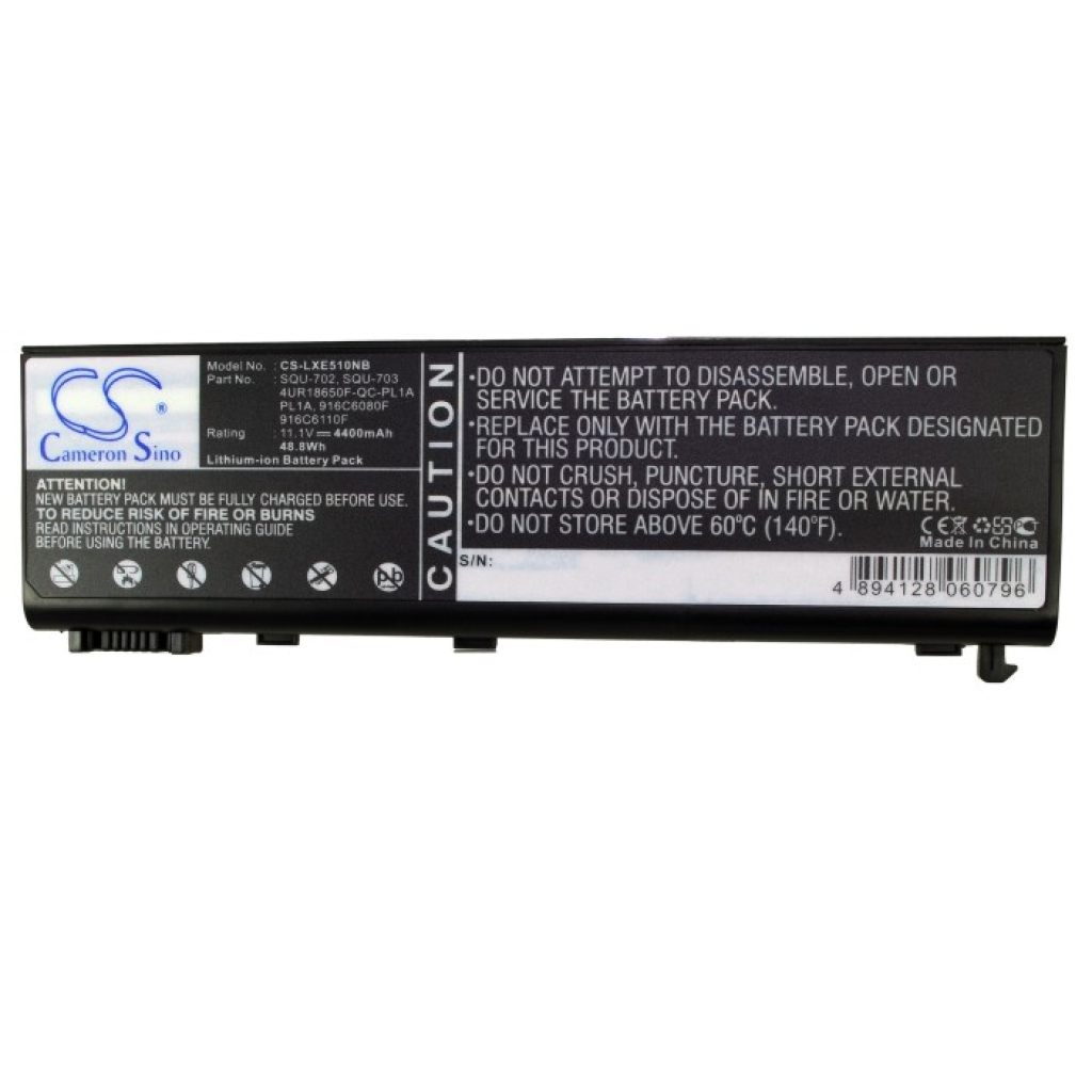 Compatible battery replacement for Packard Bell  916C7660F, SQU-702, 4UR18650Y-QC-PL1A, CGR-B/458 CGR-B/8D8, 916C7030F...