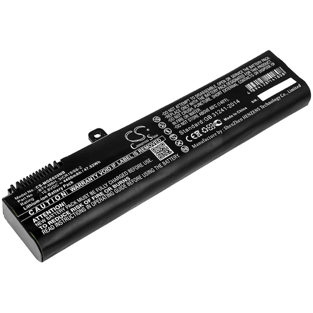 Compatible battery replacement for MSI  3ICR19/66-2, BTY-M6H