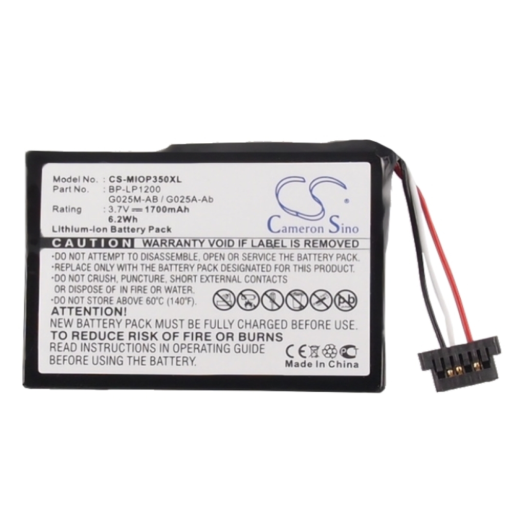 Compatible battery replacement for Mitac  541380530006, G025M-AB, 541380530005, G025A-Ab, BP-LP1200/11-D0001 MX...