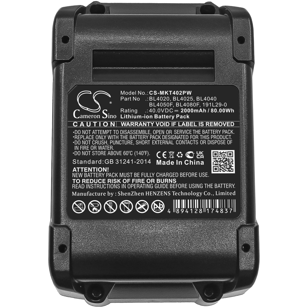 Compatible battery replacement for Makita  BL4030, BL4025, BL4080F, BL4020, BL4050F...