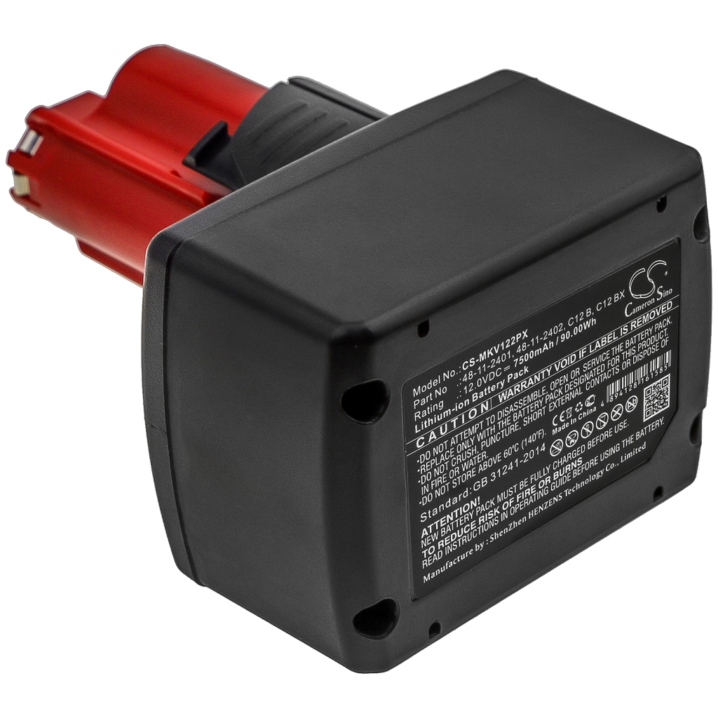 Compatible battery replacement for Milwaukee  48-11-2402, 48112411, 48-11-2460, C12 B, 48-11-2401...