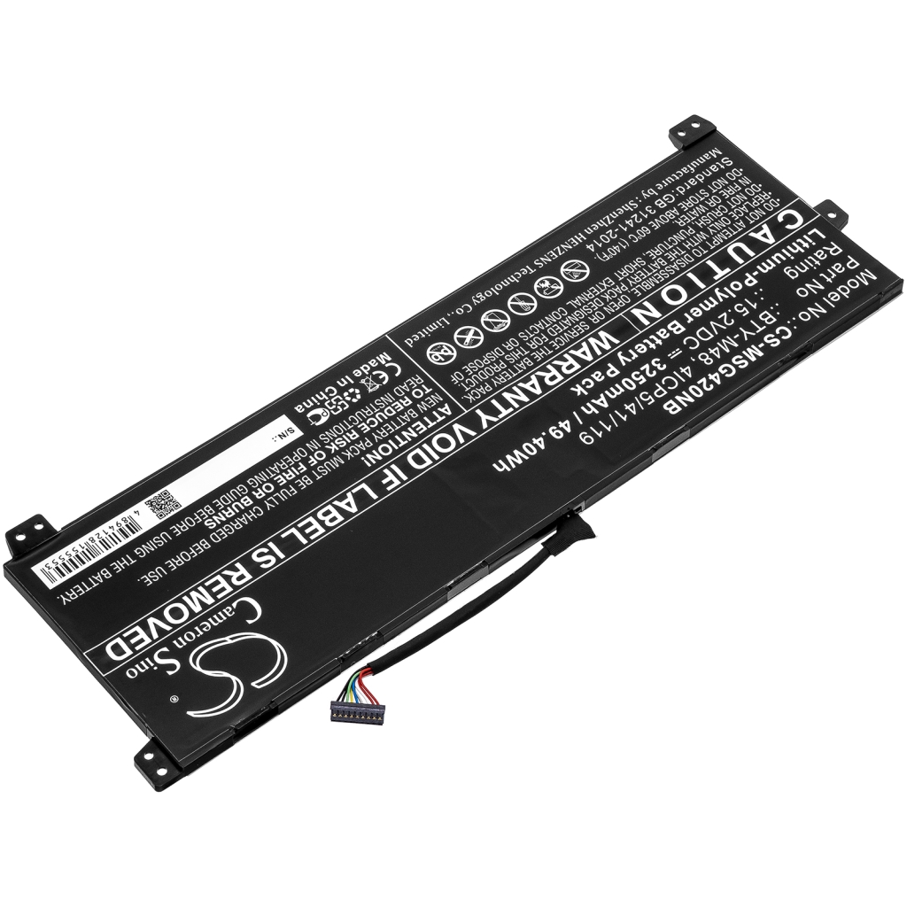 Compatible battery replacement for MSI  BTY-M48, 4ICP5/41/119