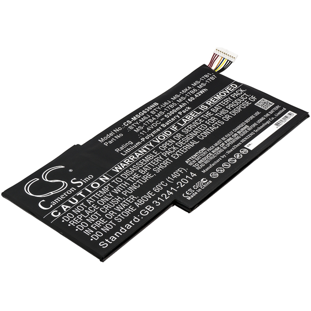 Compatible battery replacement for MSI  MS-16K4, MS-17B6, BTY-U6J, MS-17B5, BTY-M6J...