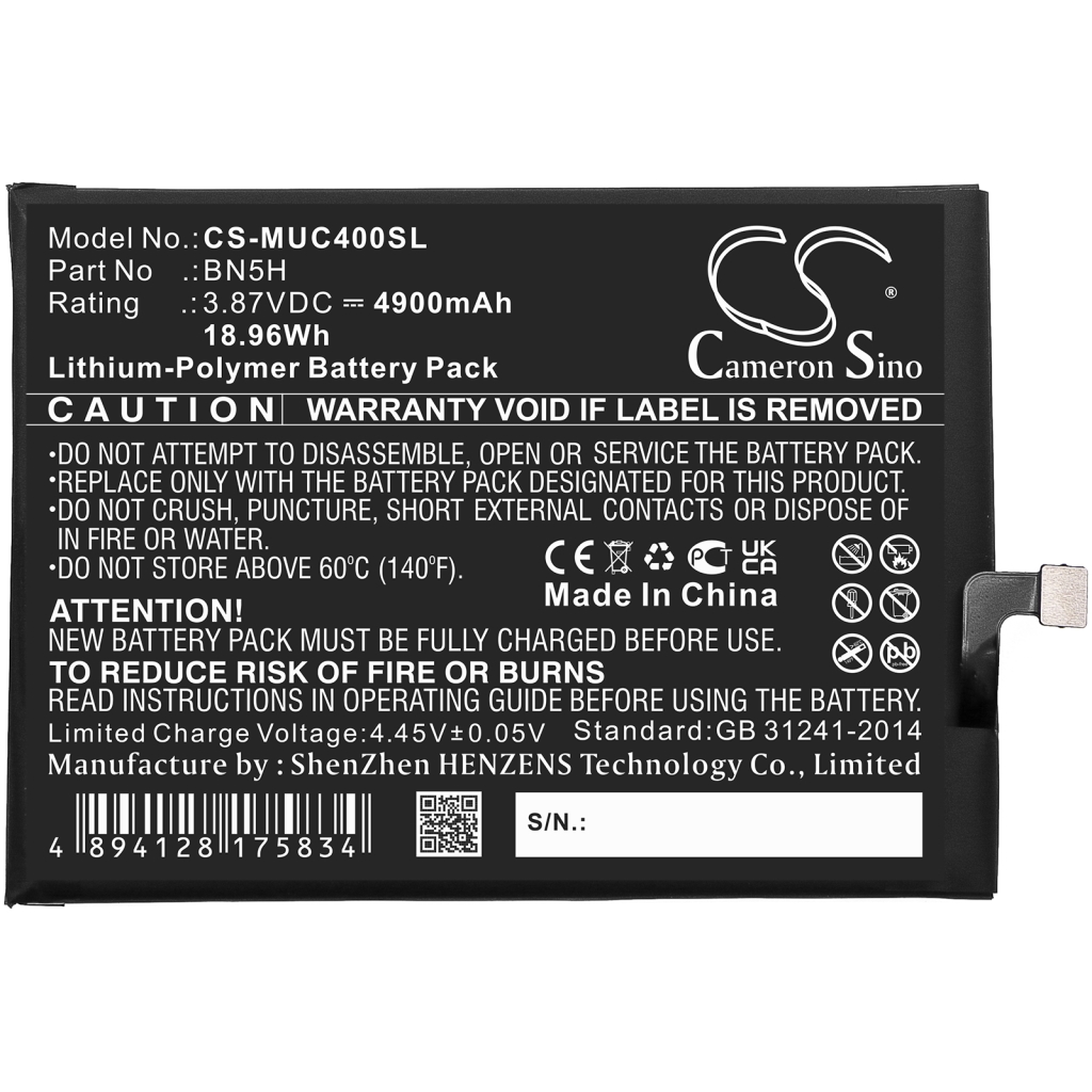 Compatible battery replacement for Redmi  BN5H