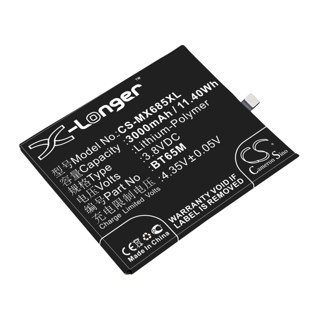 Compatible battery replacement for MeiZu BT65M