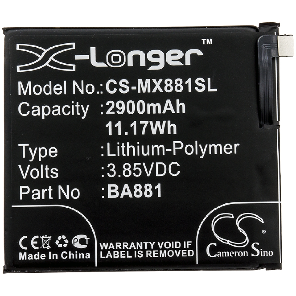 Compatible battery replacement for MeiZu  BA881