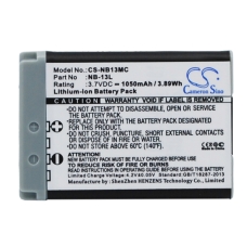 Compatible battery replacement for Canon  NB-13L