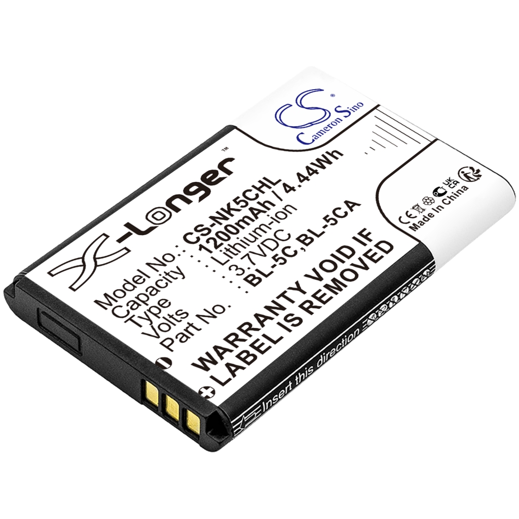 Compatible battery replacement for Nokia  BL-5C-H, BL-5C, BL-6SP, BL-5CA