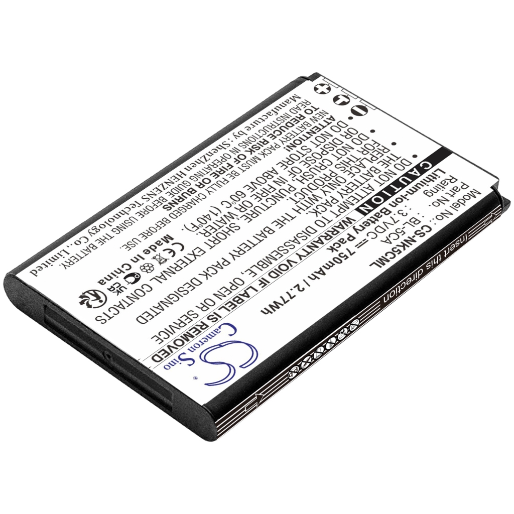 Compatible battery replacement for Nokia  BR-5C, BK-BL-5C, U73, BL-5CB, NKBF01...