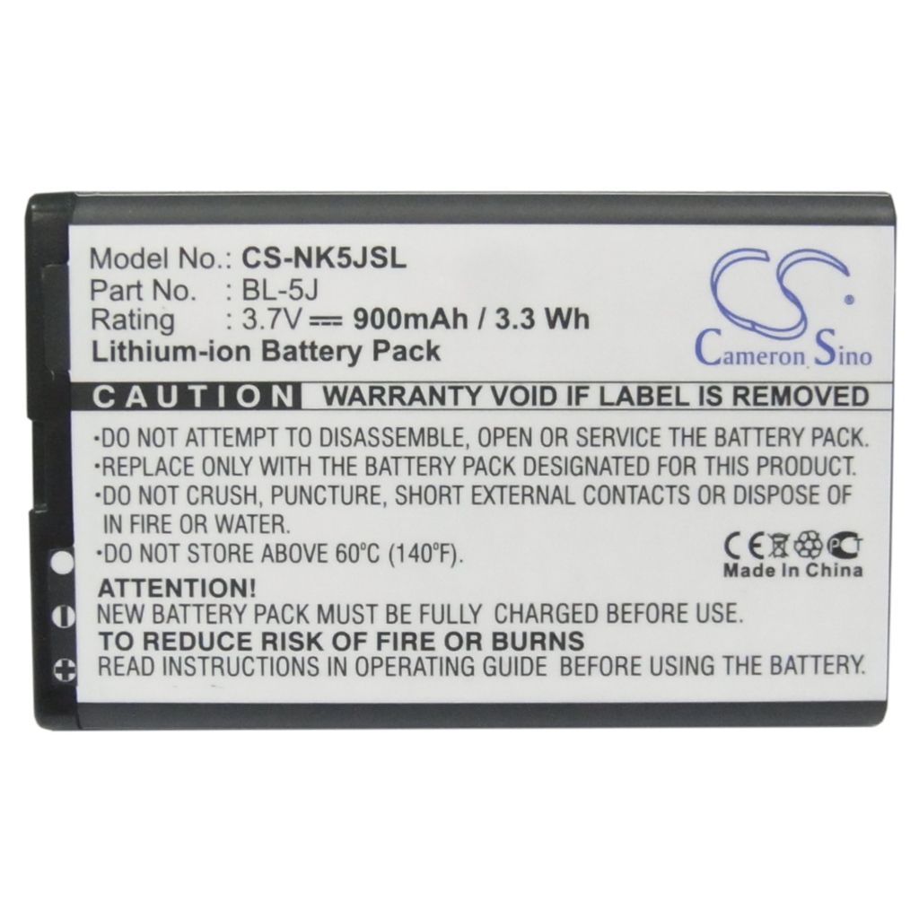 Compatible battery replacement for Nokia  BL-5J