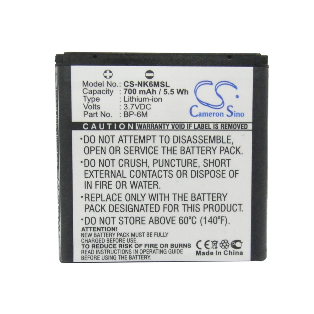 Compatible battery replacement for Nokia  BP-6M-S, BP-6M