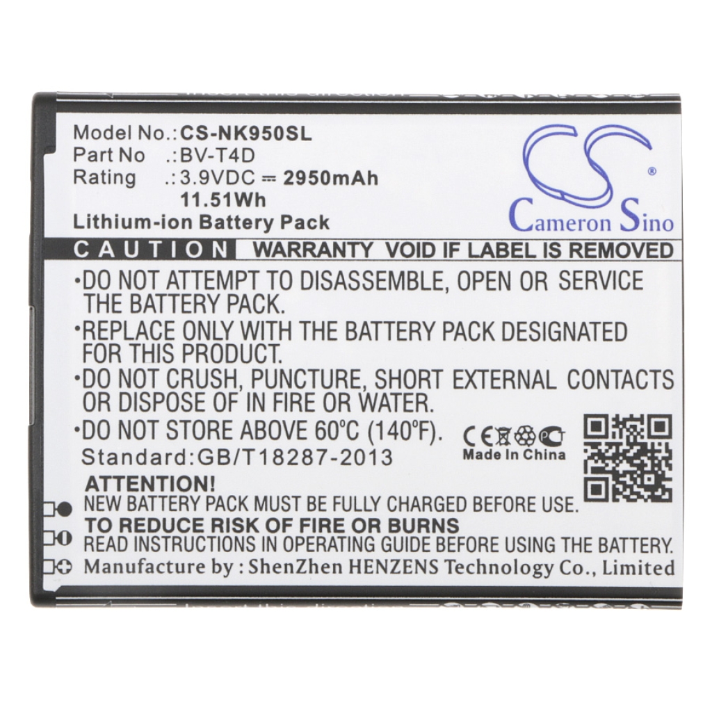 Compatible battery replacement for Nokia  BV-T4D