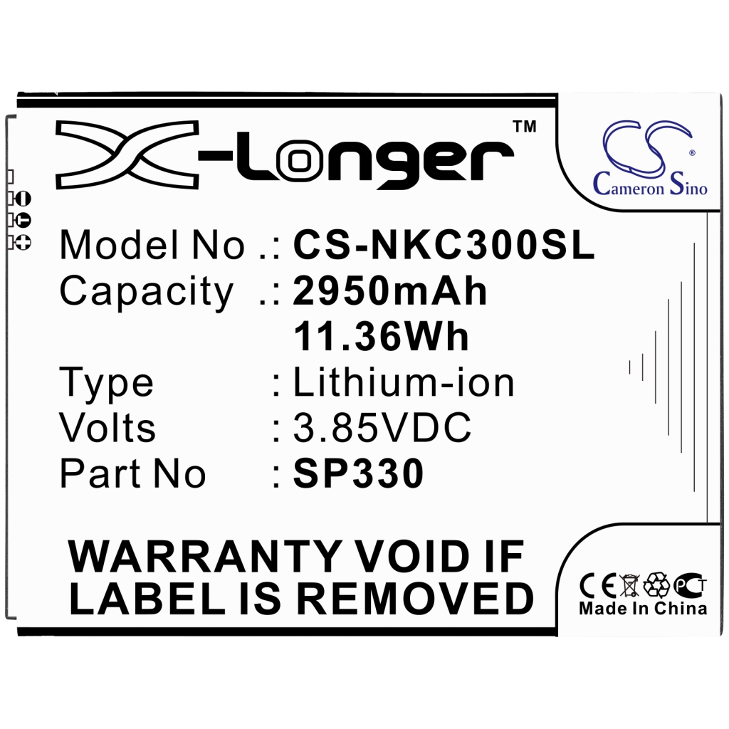 Compatible battery replacement for Nokia SP330