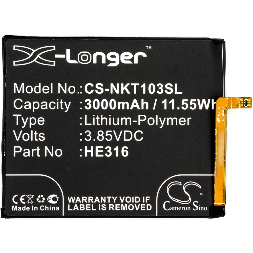 Compatible battery replacement for Nokia  HE335, HE316