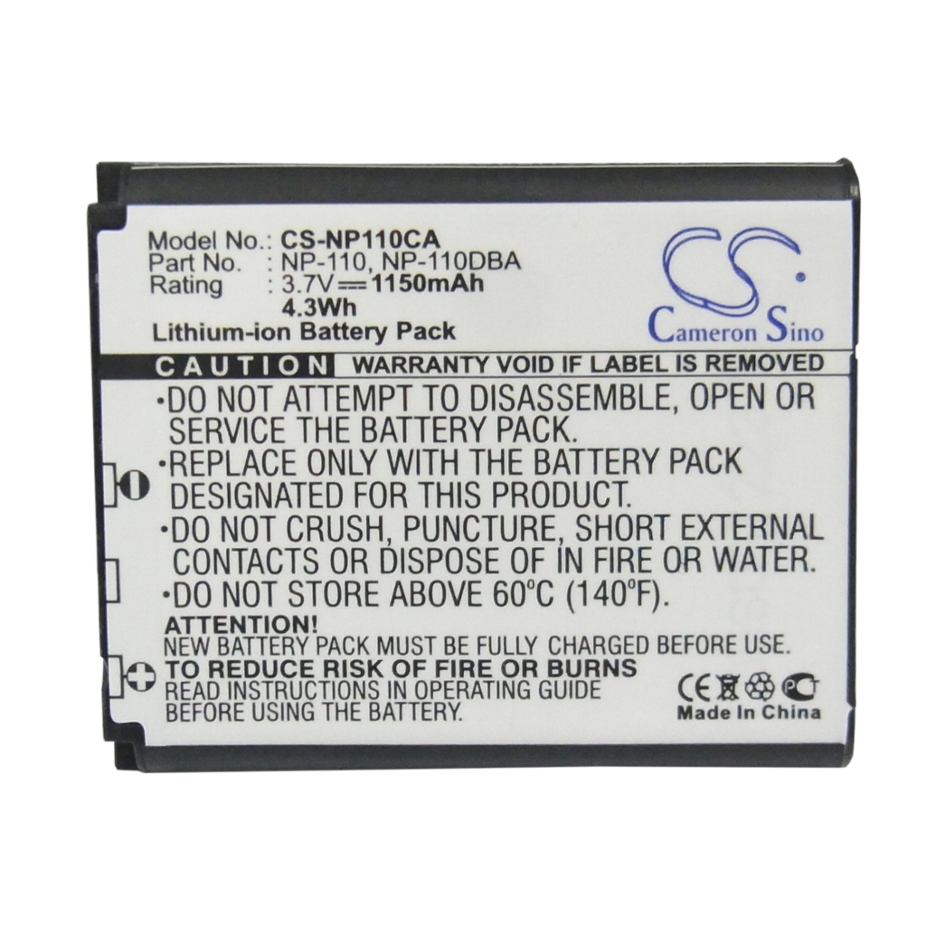 Compatible battery replacement for CASIO  NP-110DBA, NP-110, NP-160, NP-110L