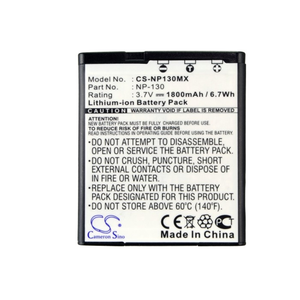 Compatible battery replacement for CASIO  NP-130, NP-130A