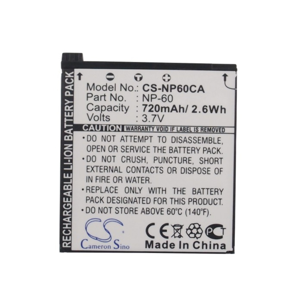 Compatible battery replacement for CASIO  NP-60