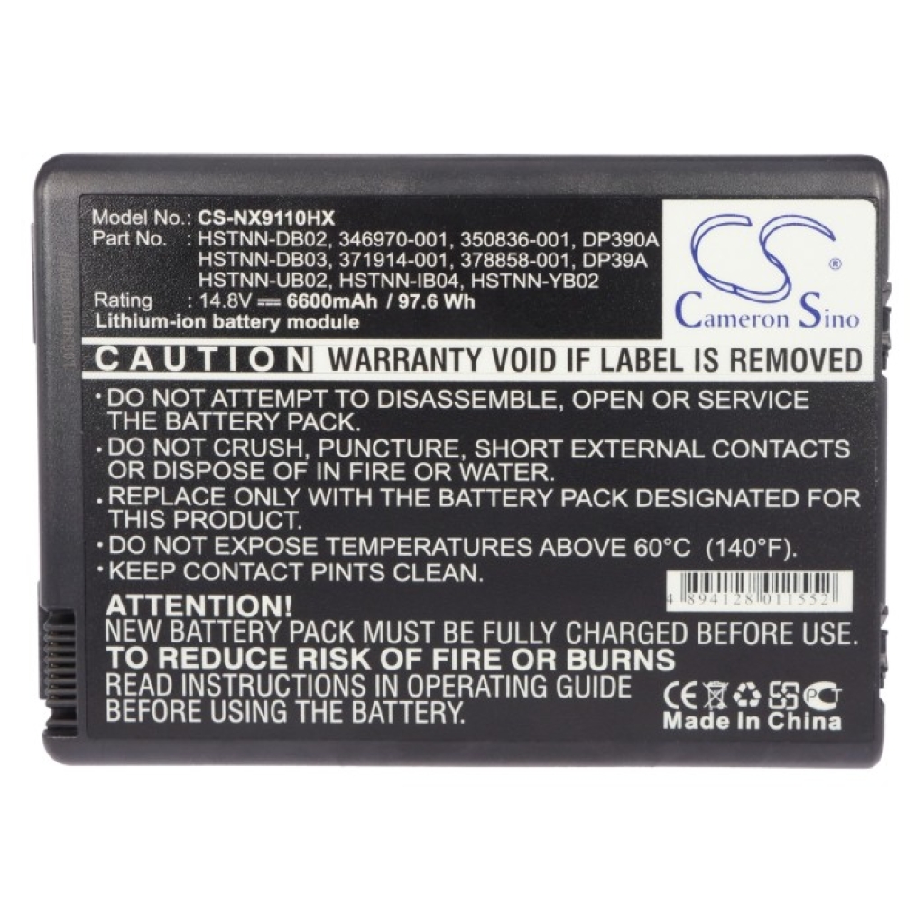 Compatible battery replacement for HP  371914-001, 383966-001, HSTNN-YB02, 378858-001, EG416AA...