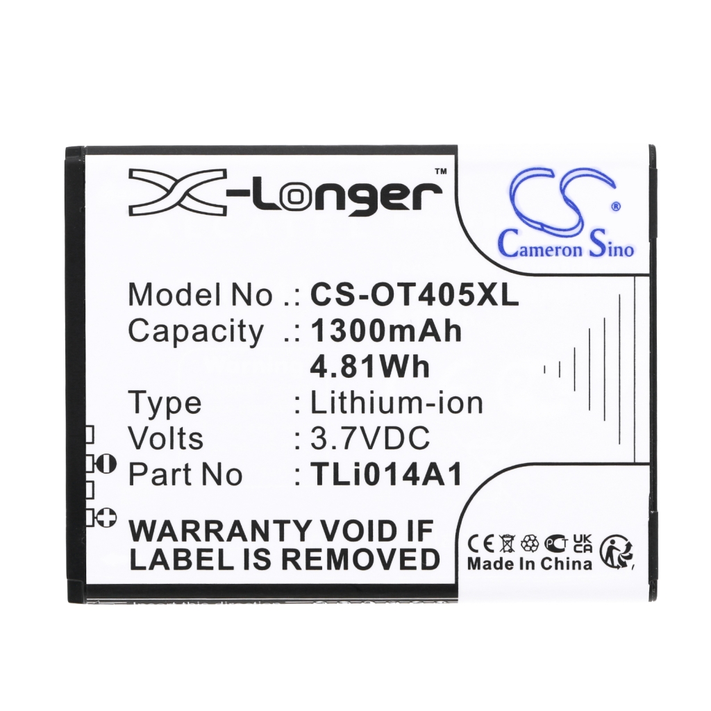 Compatible battery replacement for Alcatel  TLi014A1, CAB31C00002C1, CAB1400002C1