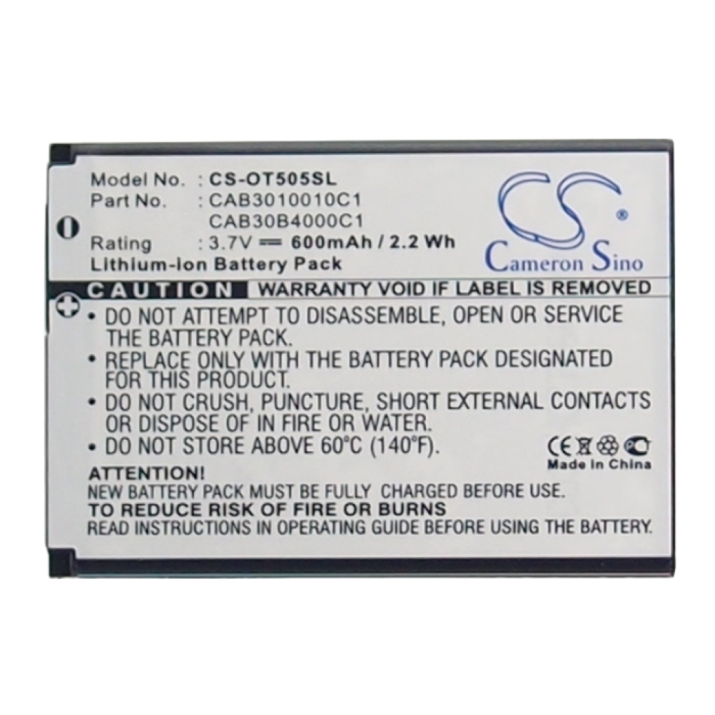 Compatible battery replacement for Alcatel  B-U9X, CAB30M0000C1, CAB30B4000C1, CAB3010010C1, CAB20G0000C1