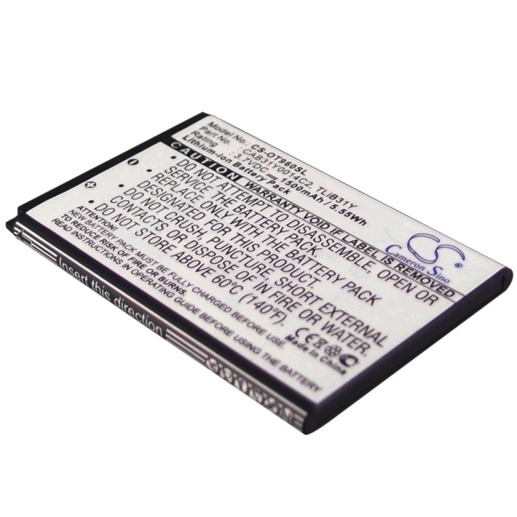 Compatible battery replacement for Alcatel  CAB31Y0014C2, CAB31Y0008C2, TLiB31Y