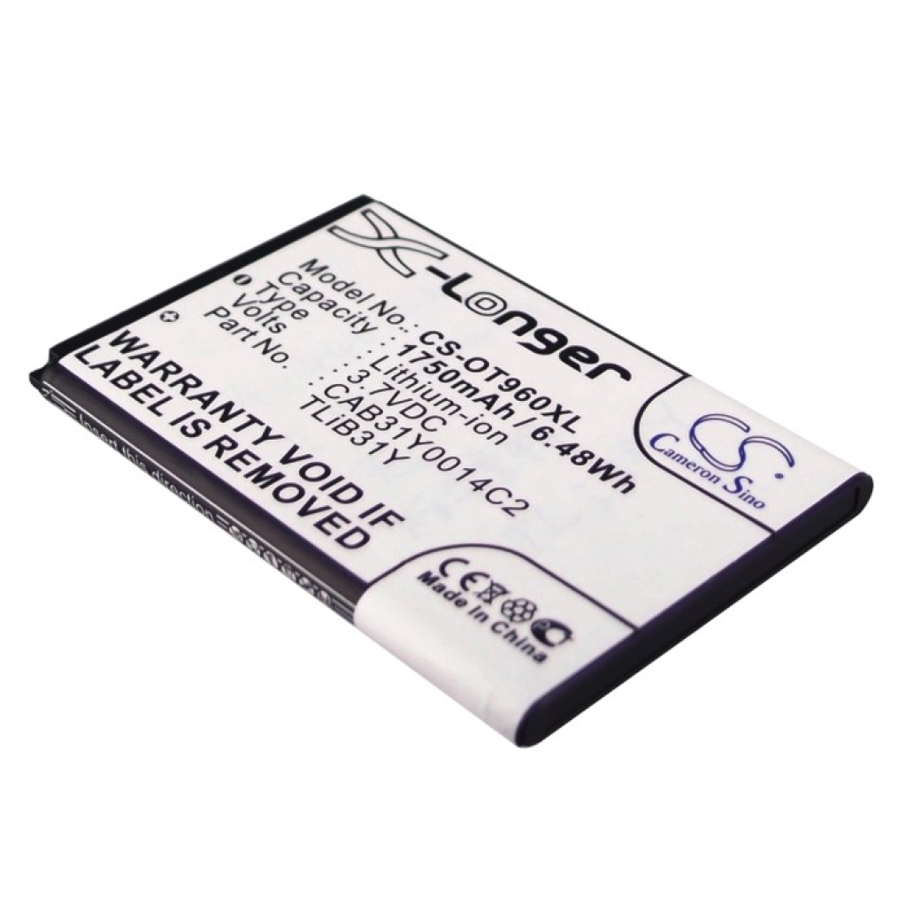 Compatible battery replacement for Alcatel  TLiB31Y, CAB31Y0014C2, CAB31Y0008C2