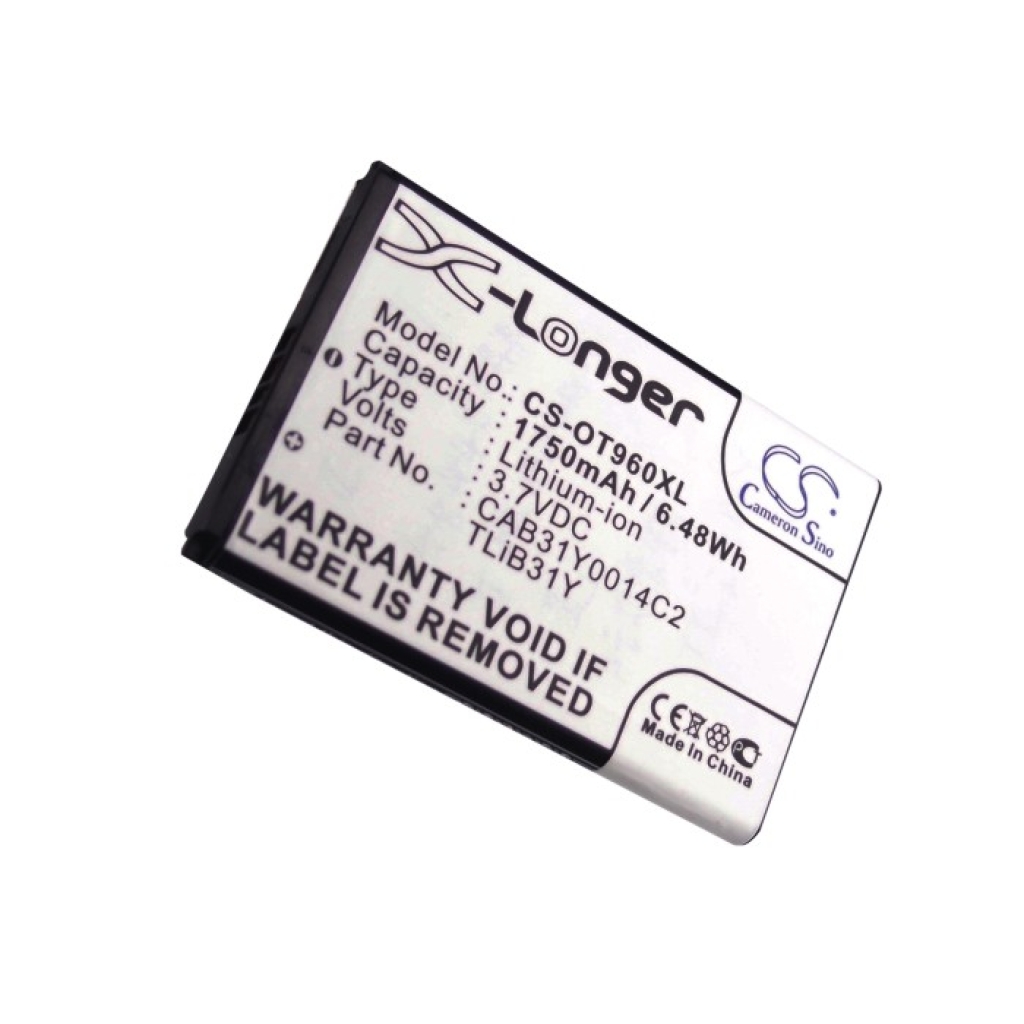 Compatible battery replacement for Alcatel  TLiB31Y, CAB31Y0014C2, CAB31Y0008C2