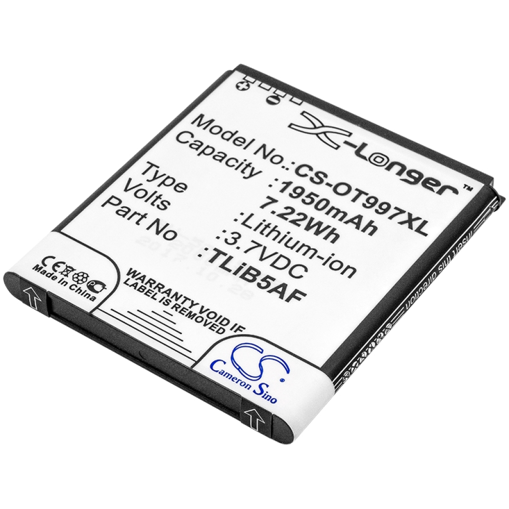 Compatible battery replacement for Alcatel  CAB32E0000C1, TLiB5AF, TLiB32E, CAB32E0002C1, CAB32E0000C2