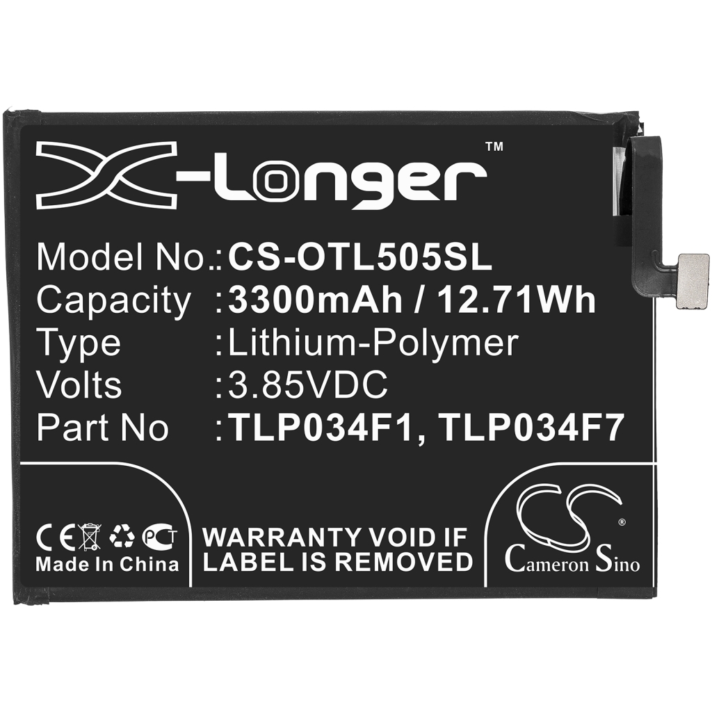 Compatible battery replacement for Alcatel  TLP034F7, TLP034F1