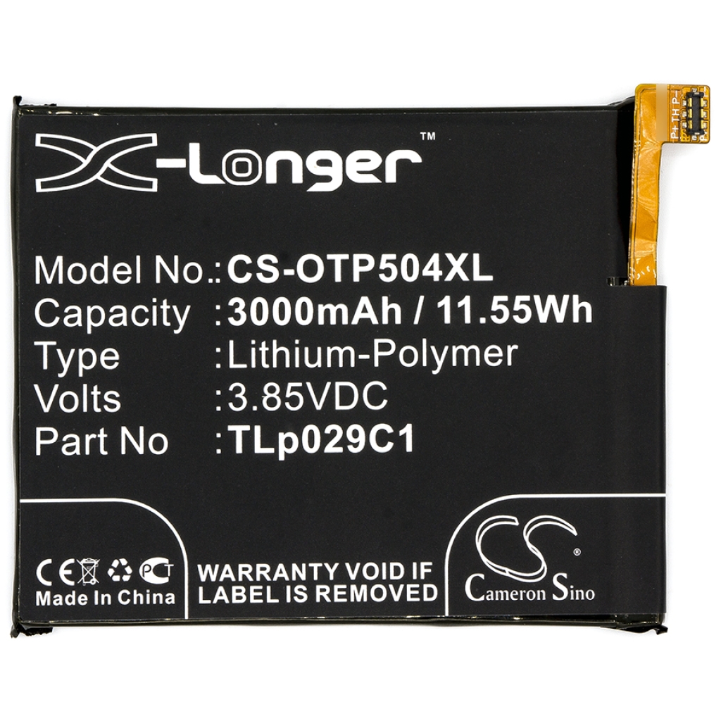 Compatible battery replacement for Alcatel TLP029C1