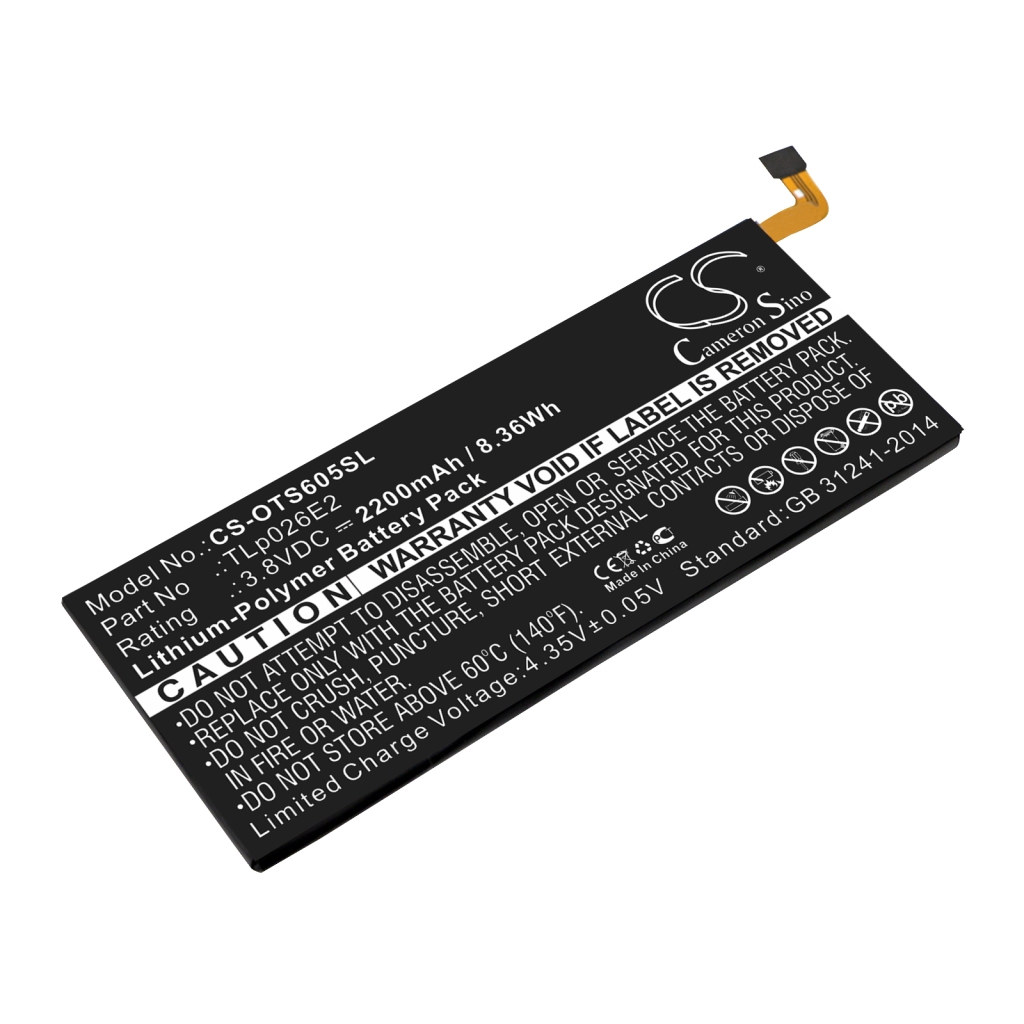 Compatible battery replacement for Alcatel  TLp026E2, CAC2610005CJ, TLp026EJ